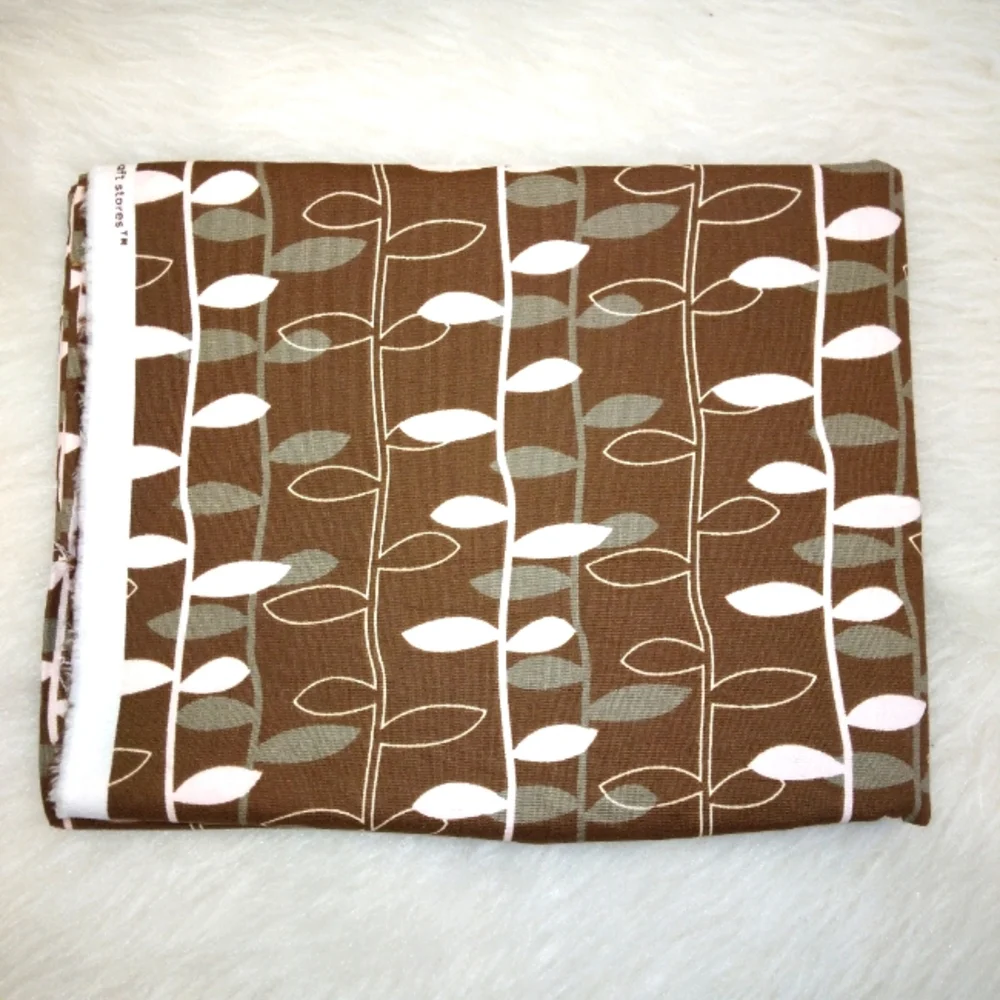 FABRIC 100% cotton Vertical vines on Brown, 1 yard plus 10 inches